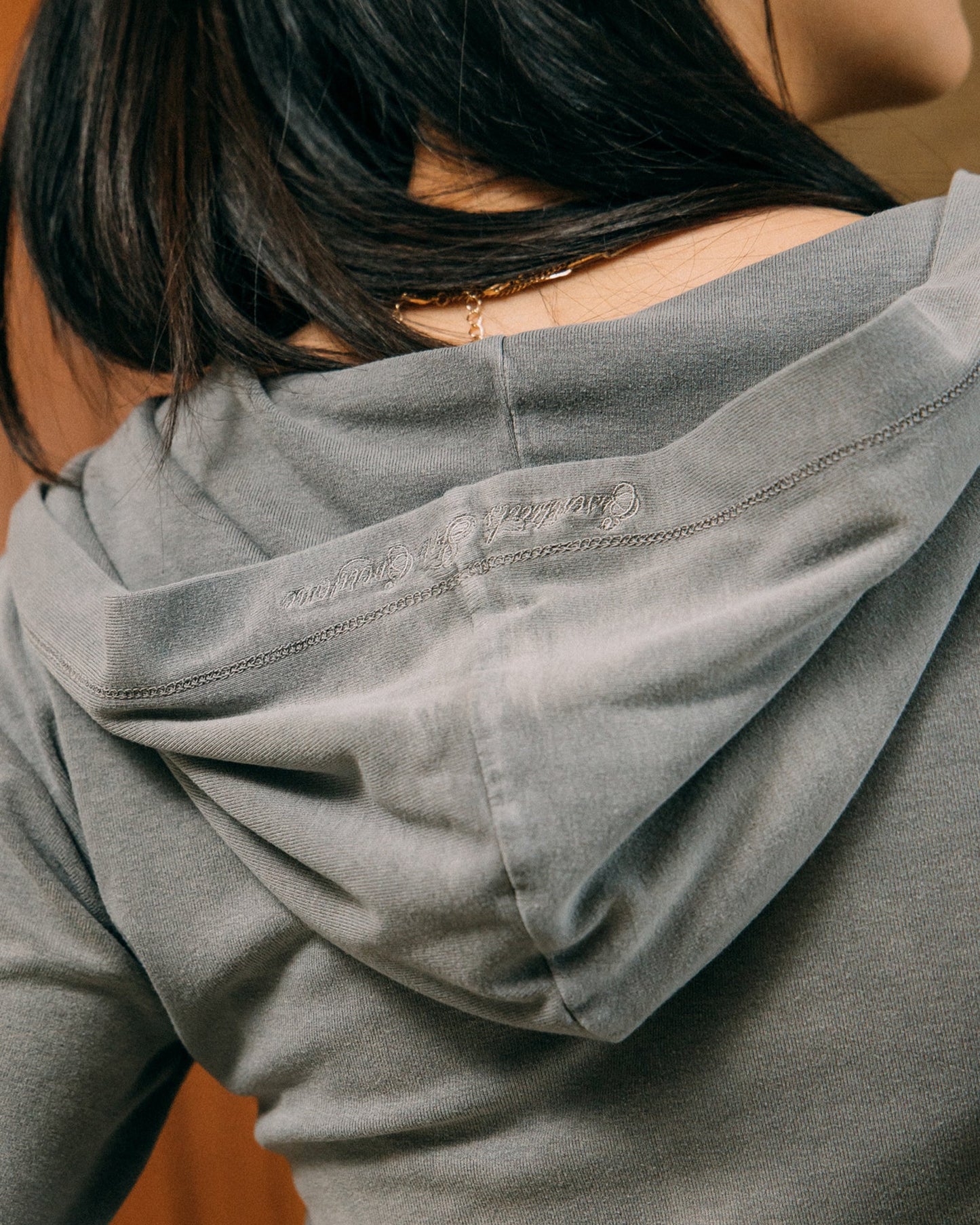 GROCERY WASHED BUTTON NECK HOODED LONG TOP/ FADED GREY - GROGROCERY