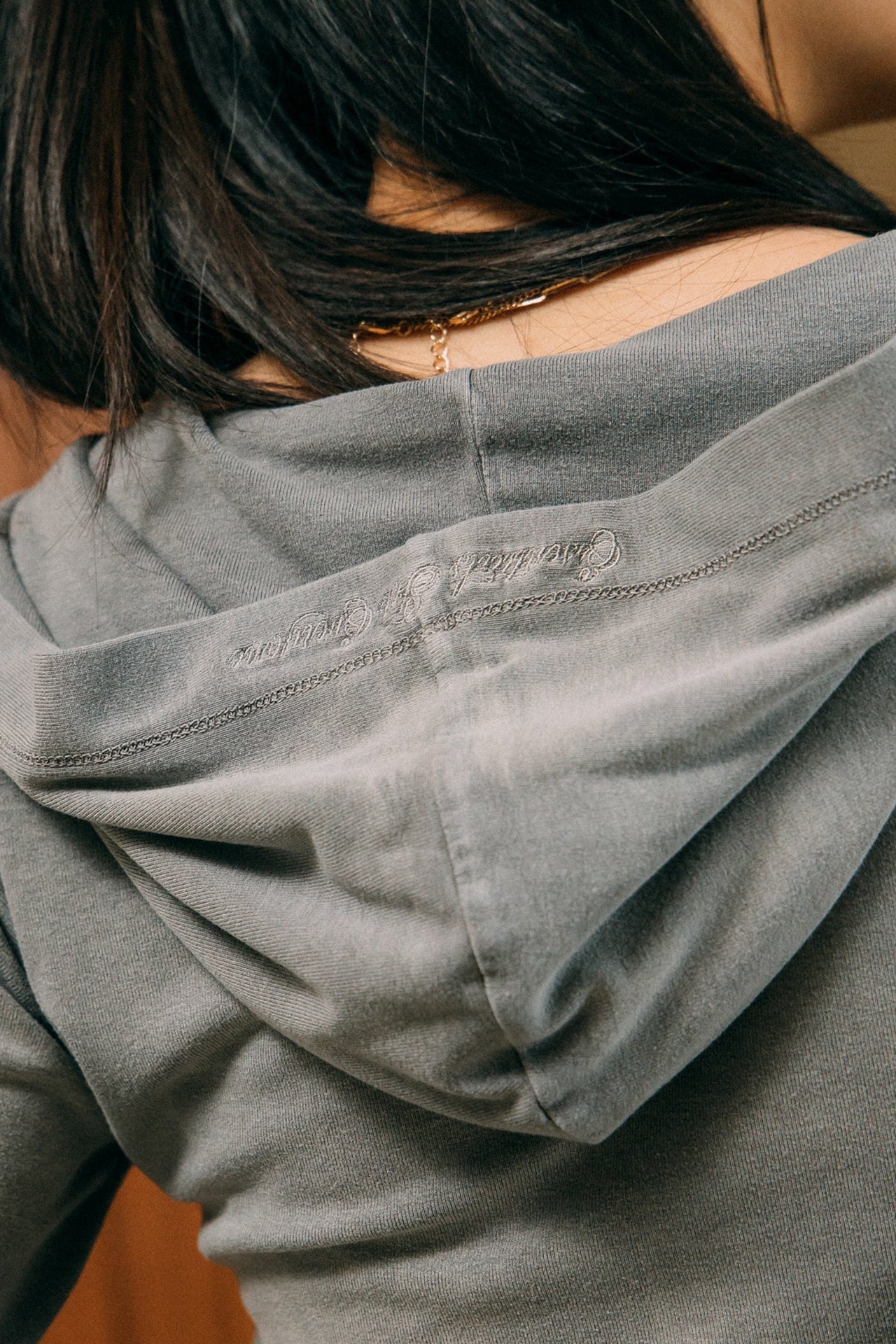 GROCERY WASHED BUTTON NECK HOODED LONG TOP/ FADED GREY - GROGROCERY