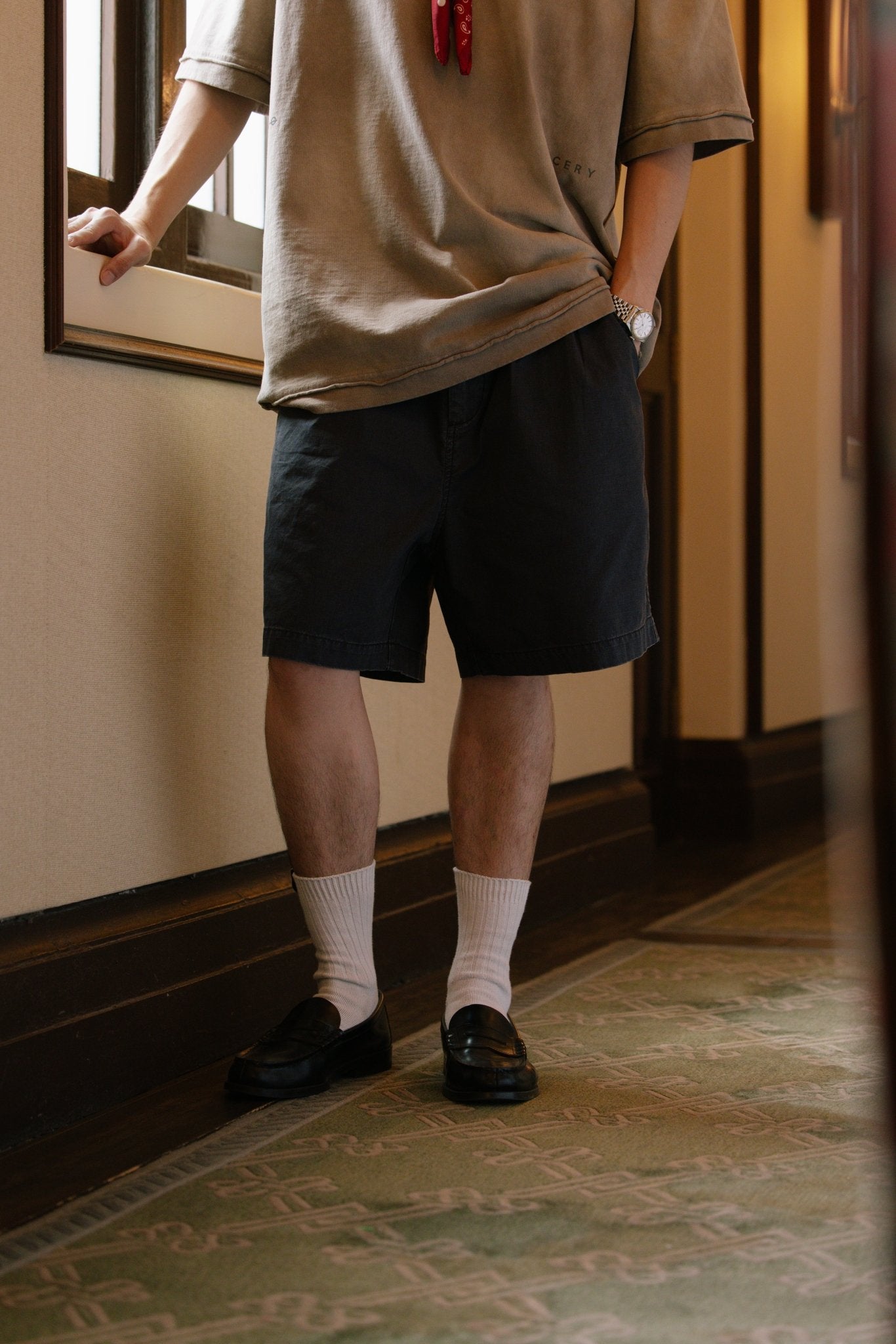 GROCERY WASHED CHINO SHORTS/ CHARCOAL - GROGROCERY