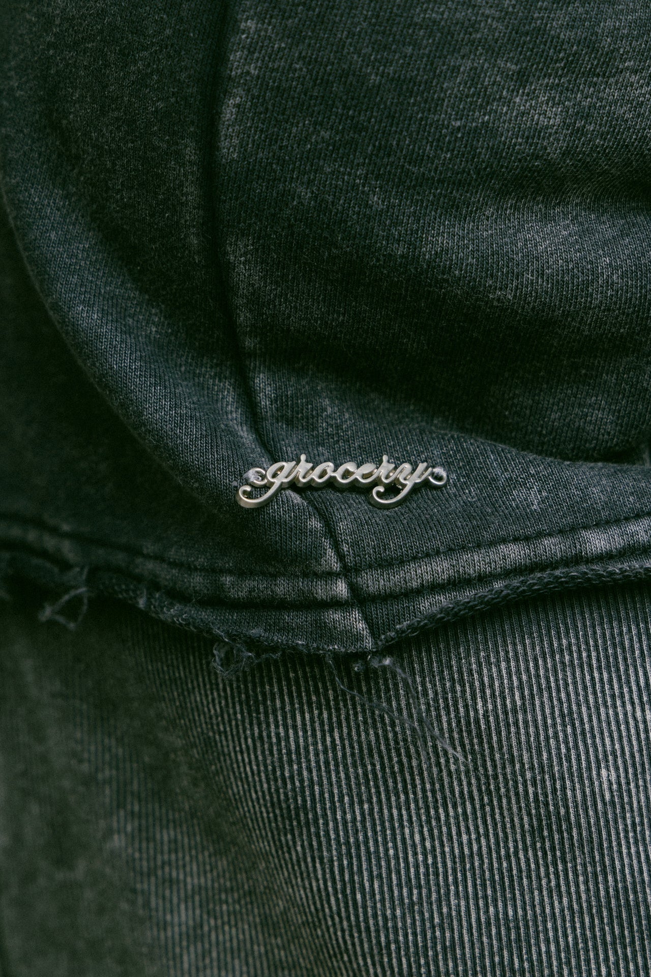 GROCERY WASHED CROPPED ZIP UP HOODIE/ BLACK - GROGROCERY