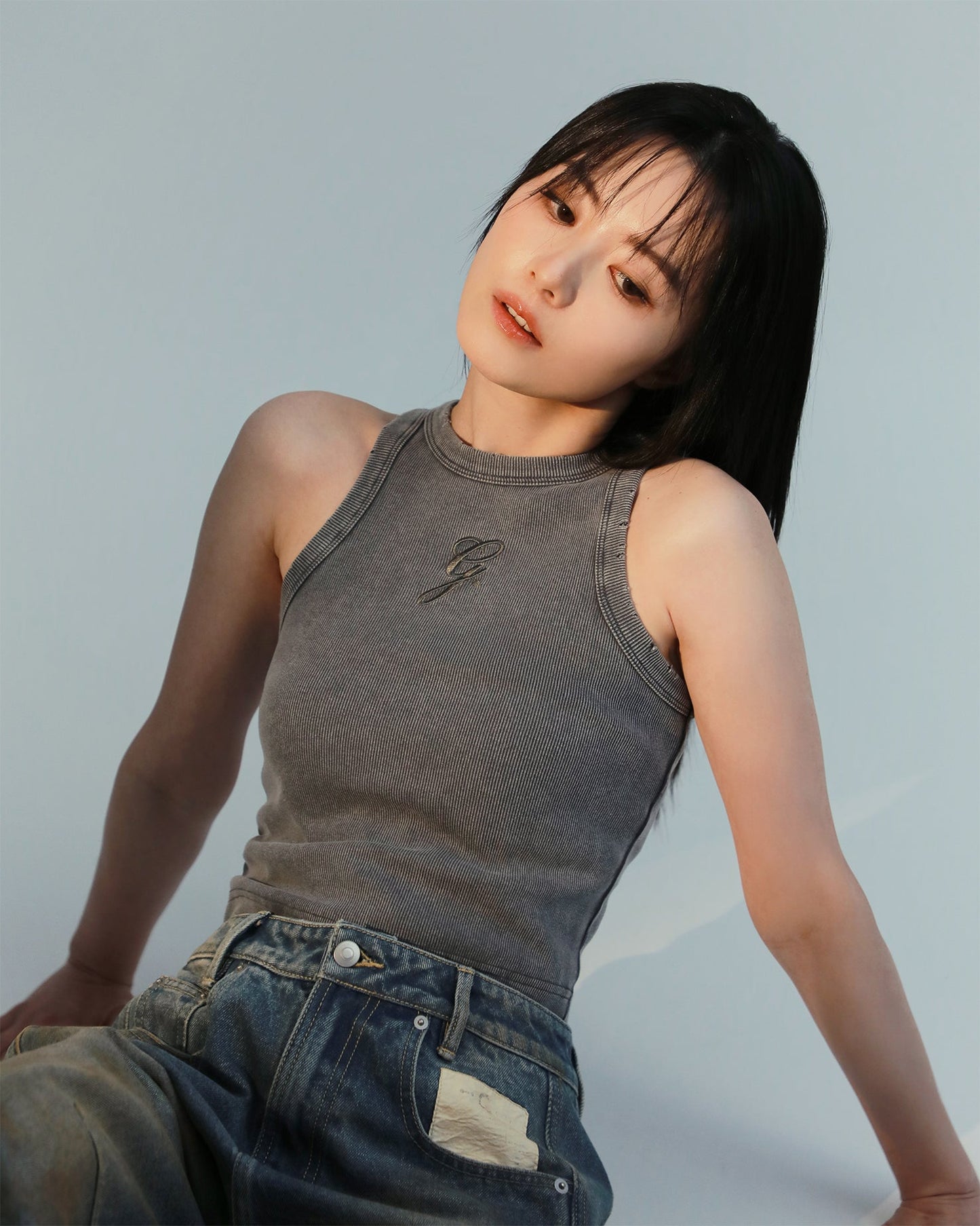 GROCERY WASHED RIBBED TANK TOP/ DARK GREY - GROGROCERY