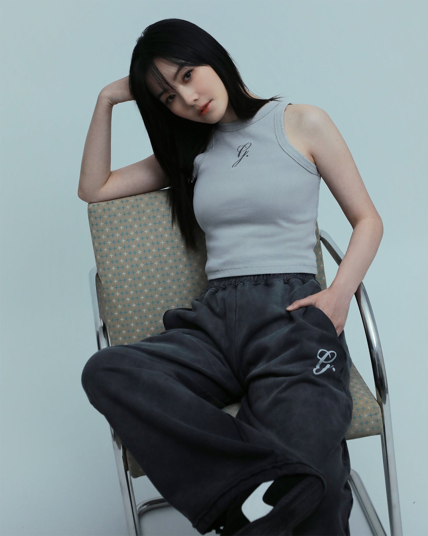 GROCERY WASHED RIBBED TANK TOP/ GREY BEIGE - GROGROCERY