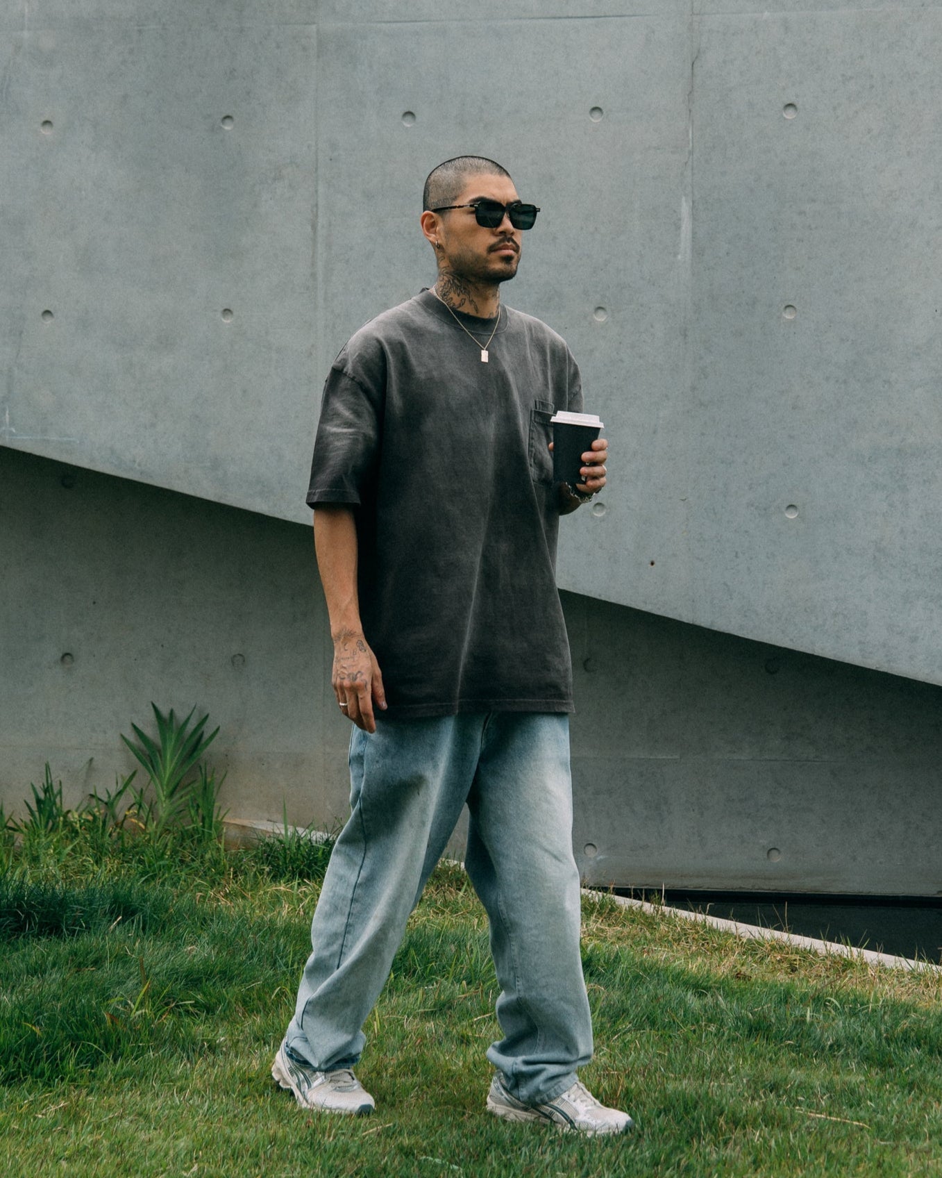 GROCERY x A. SOCIETY DOUBLE POCKET WASHED TEE/ FADED BROWN - GROGROCERY