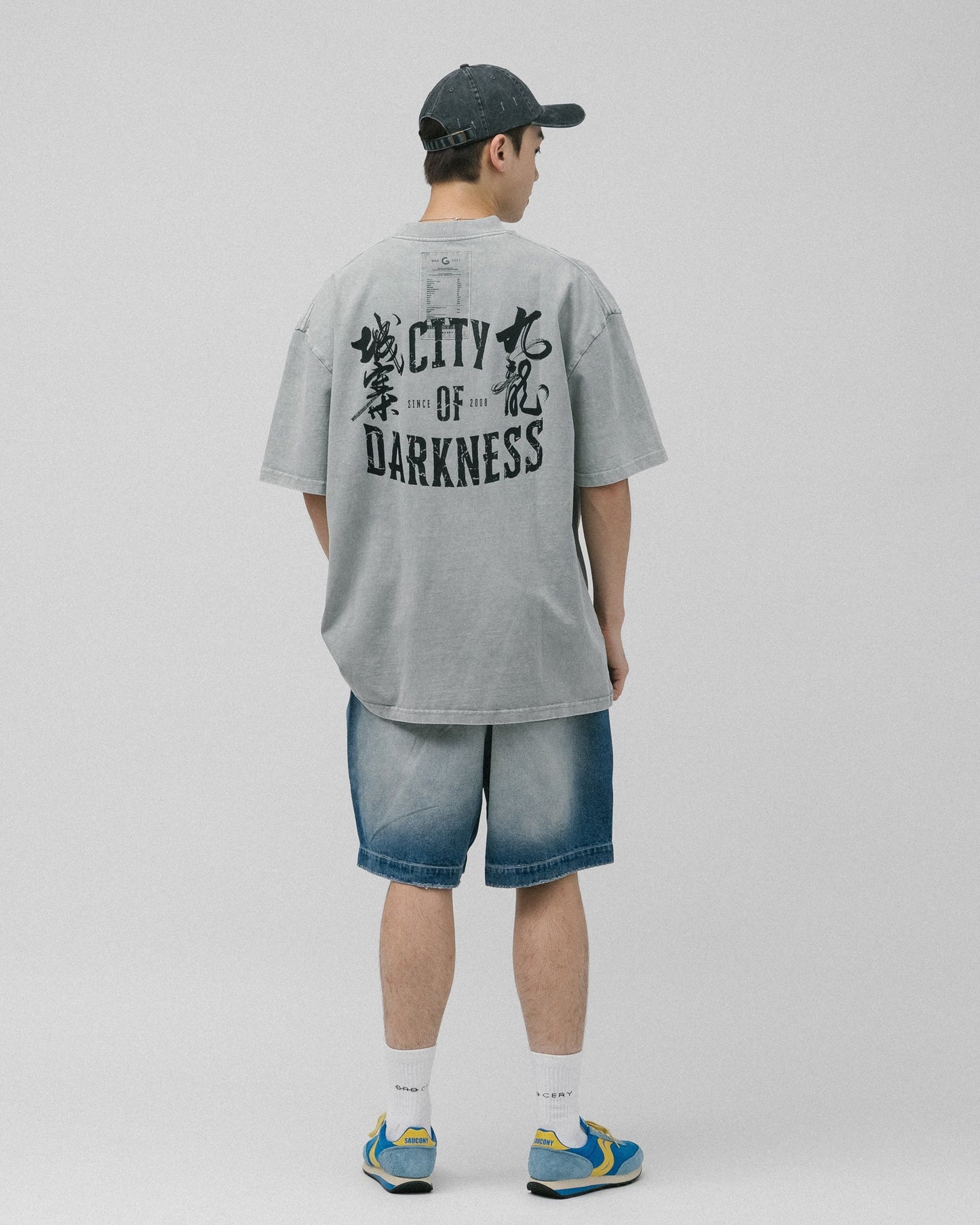 GROCERY x CITY OF DARKNESS WASHED GRAPHIC INVOICE TEE/ WASHED GREY - GROGROCERY