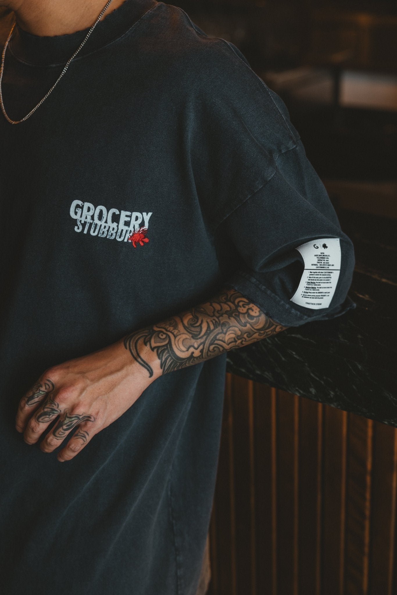 GROCERY x CLUB STUBBORN STUBBORN IS SEXY WASHED GRAPHIC TEE/ WASHED NAVY - GROGROCERY