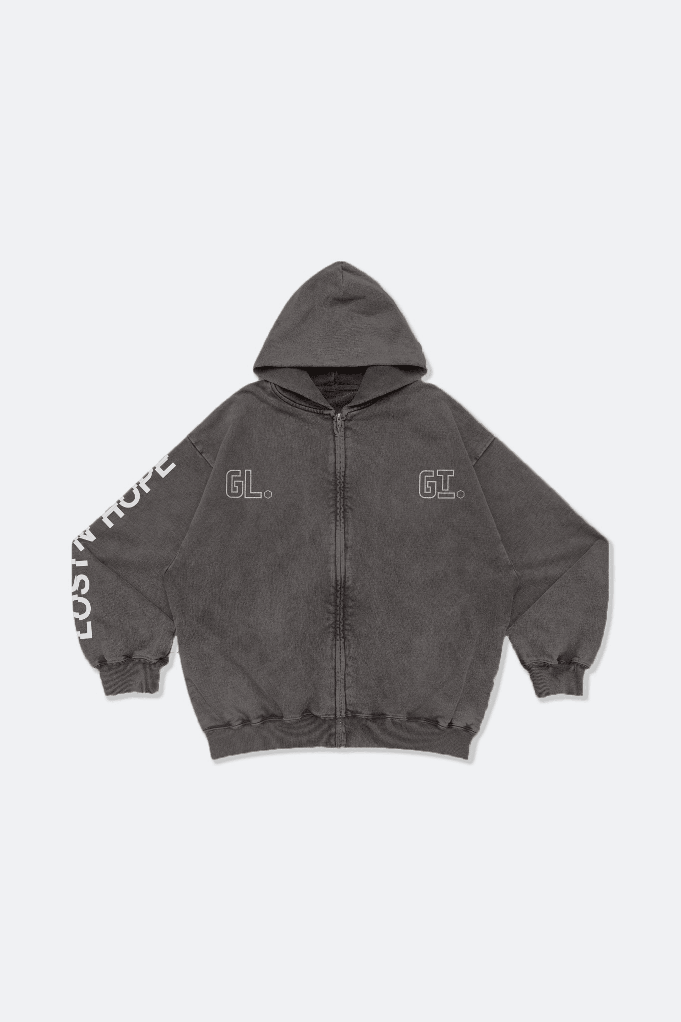 GROCERY X MUDLAB WASHED ZIP UP HOODIE/ GREY - GROGROCERY