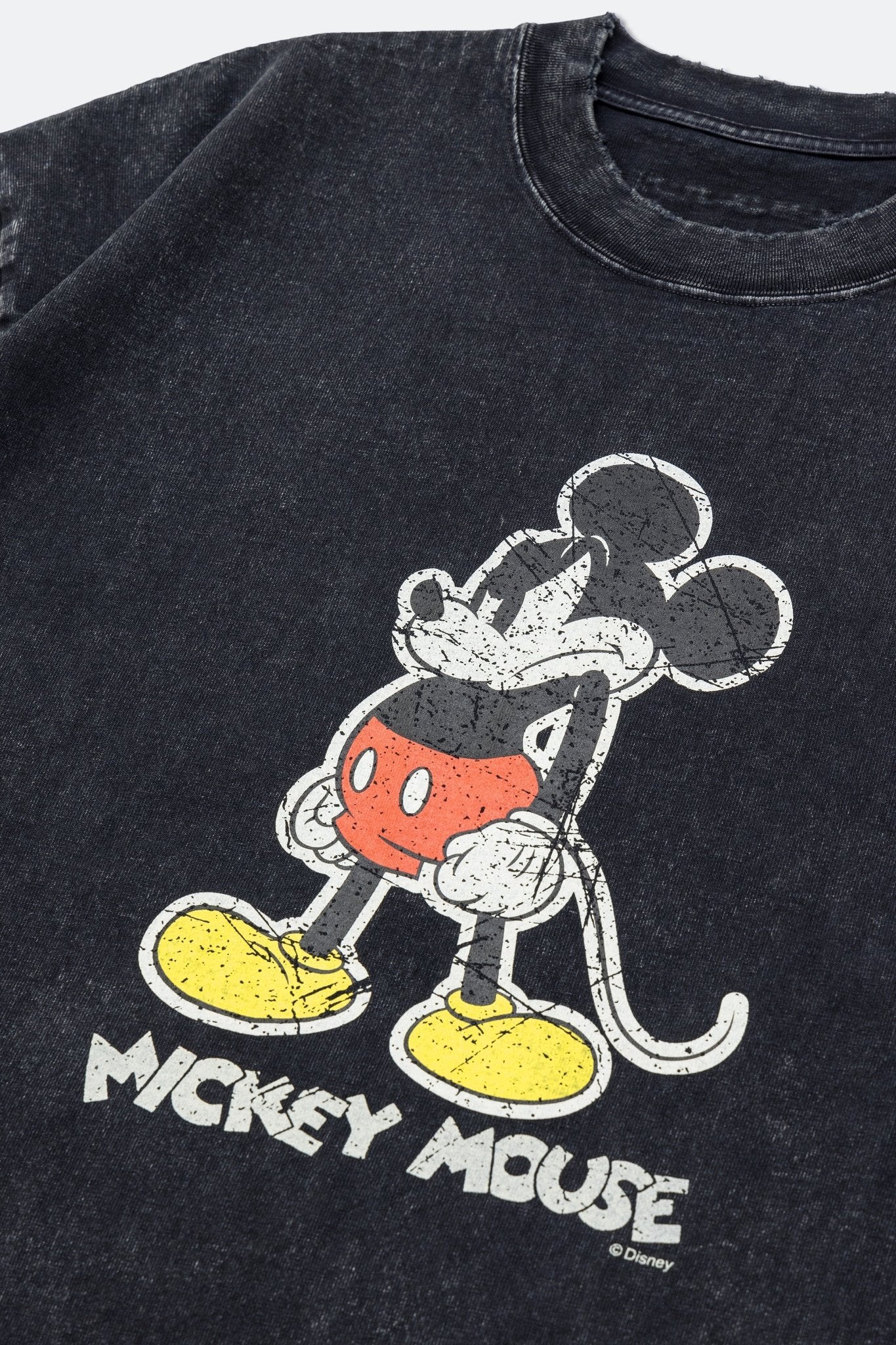 GROCERY X URDU SNOW WASHED MICKY MOUSE TEE/ FADED BLACK - GROGROCERY