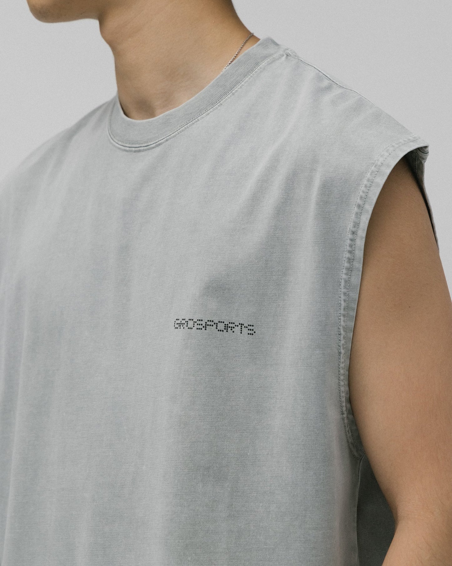 GROSPORTS WASHED ACTIVE ESSENTIALS SLEEVELESS T - SHIRT/ GREY - GROGROCERY