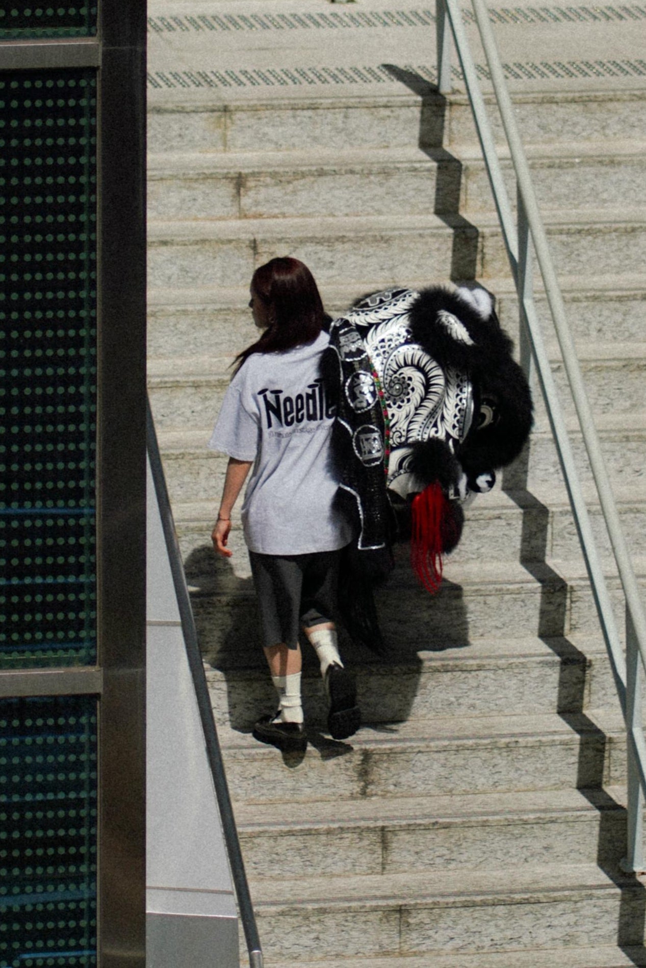 NEEDLESS EMBROIDERY POCKET TEE/ GREY - GROGROCERY