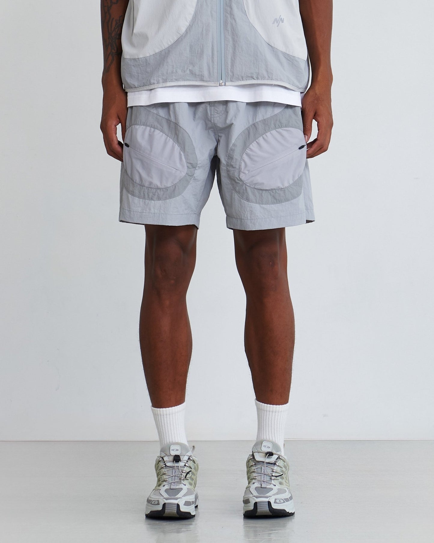 NINEpointNINE LAGOON TRANSPARENT POCKET SHORTS/ LIGHT GRAY - GROGROCERY