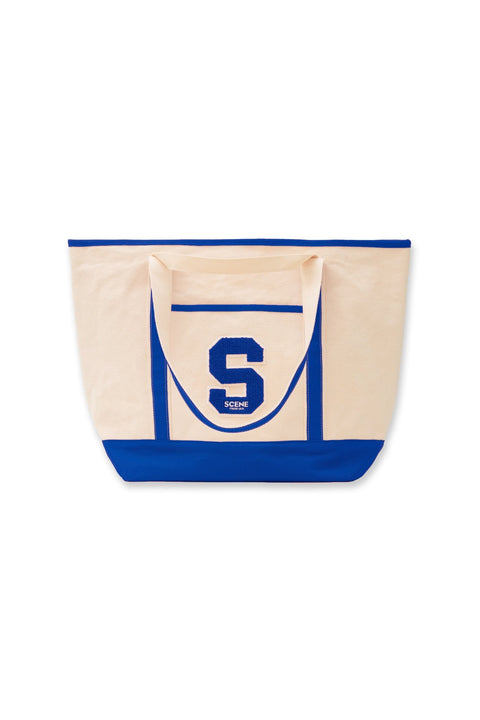 SCENE PATCHWORK TOTE BAG/ BLUE - GROGROCERY