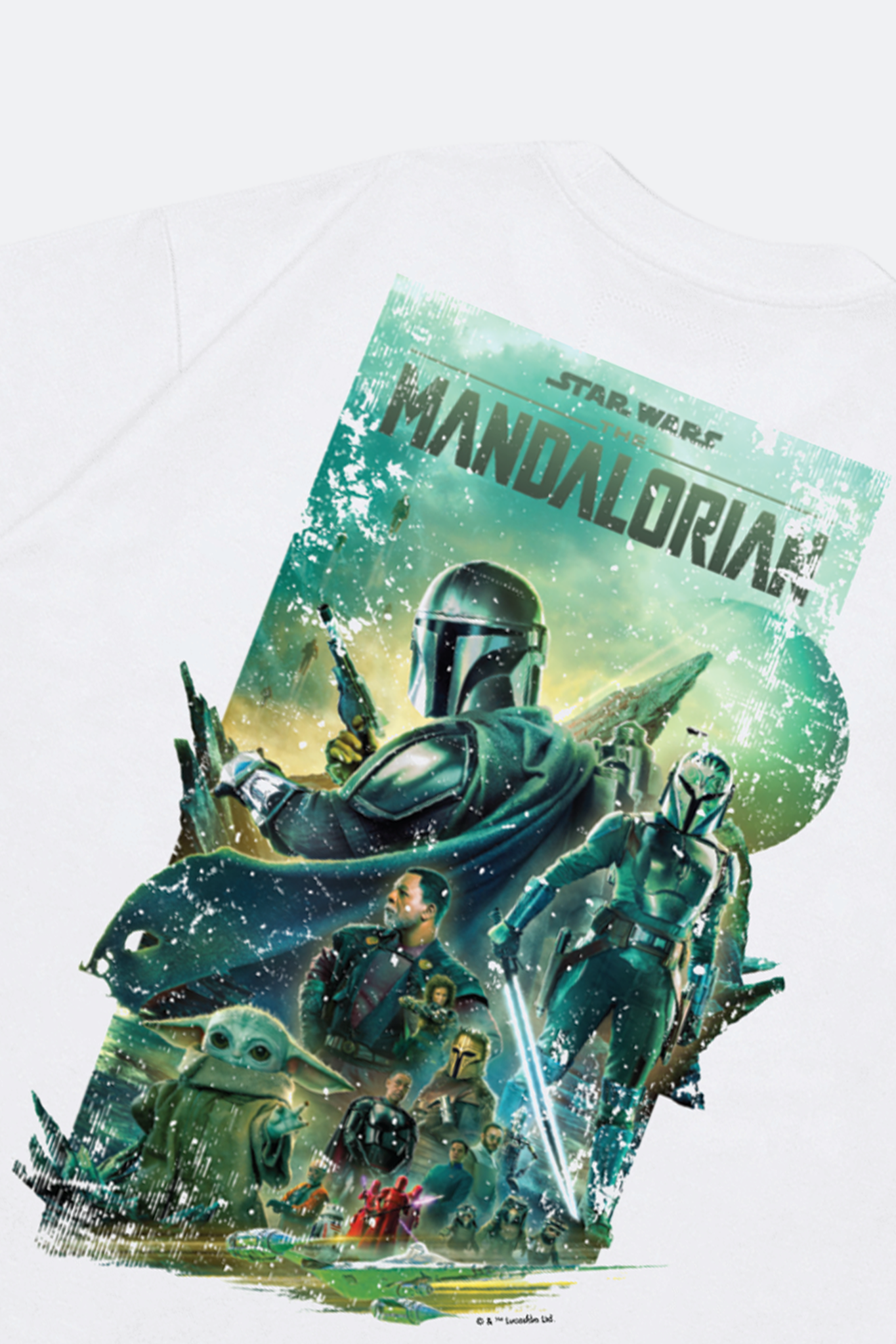 GROCERY STAR WARS THE MANDALORIAN AND GROGU 2026 POSTER TEE/ WHITE
