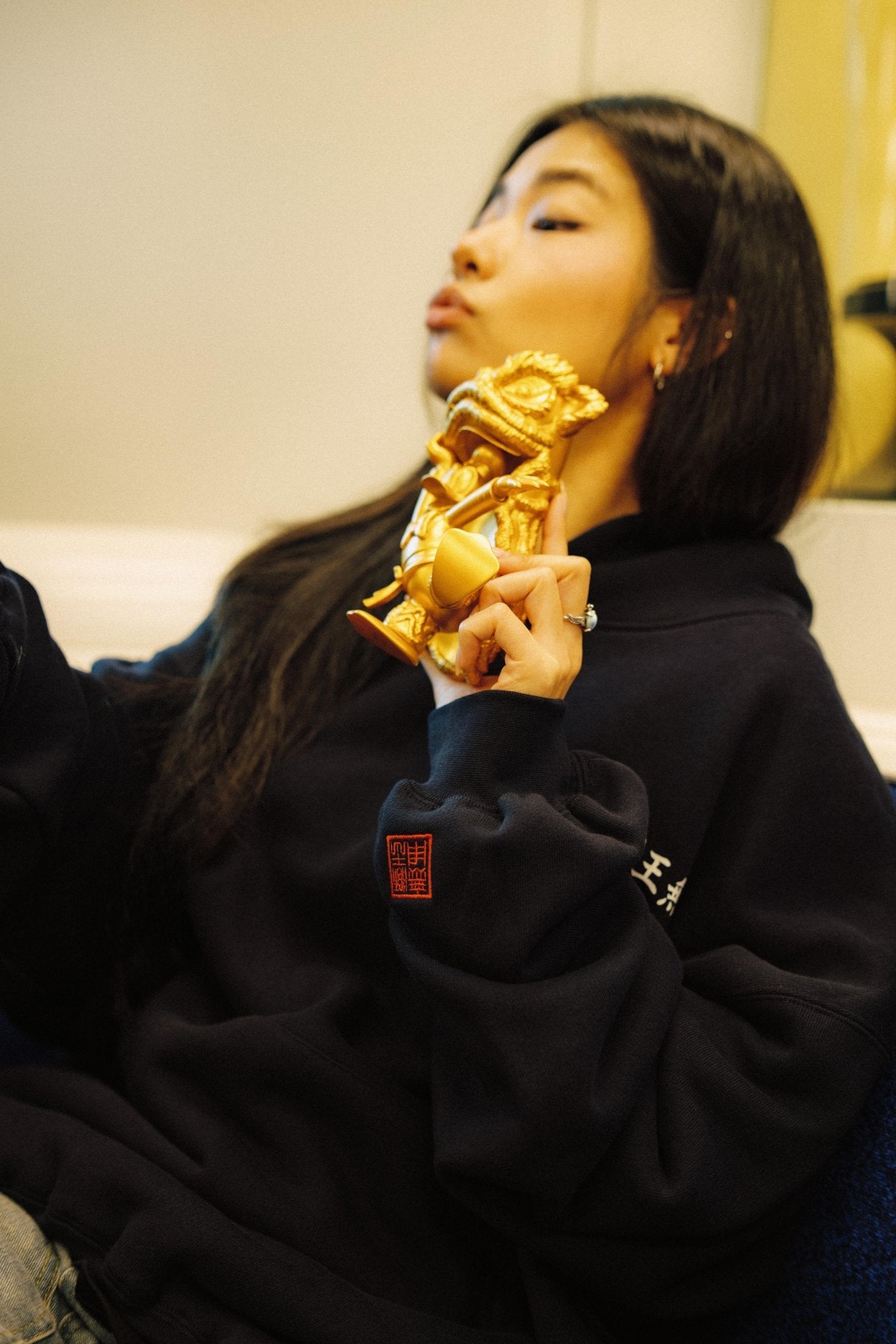 URDU X NEEDLESS DONALD DUCK「旗開得勝」HOODIE/ NAVY - GROGROCERY