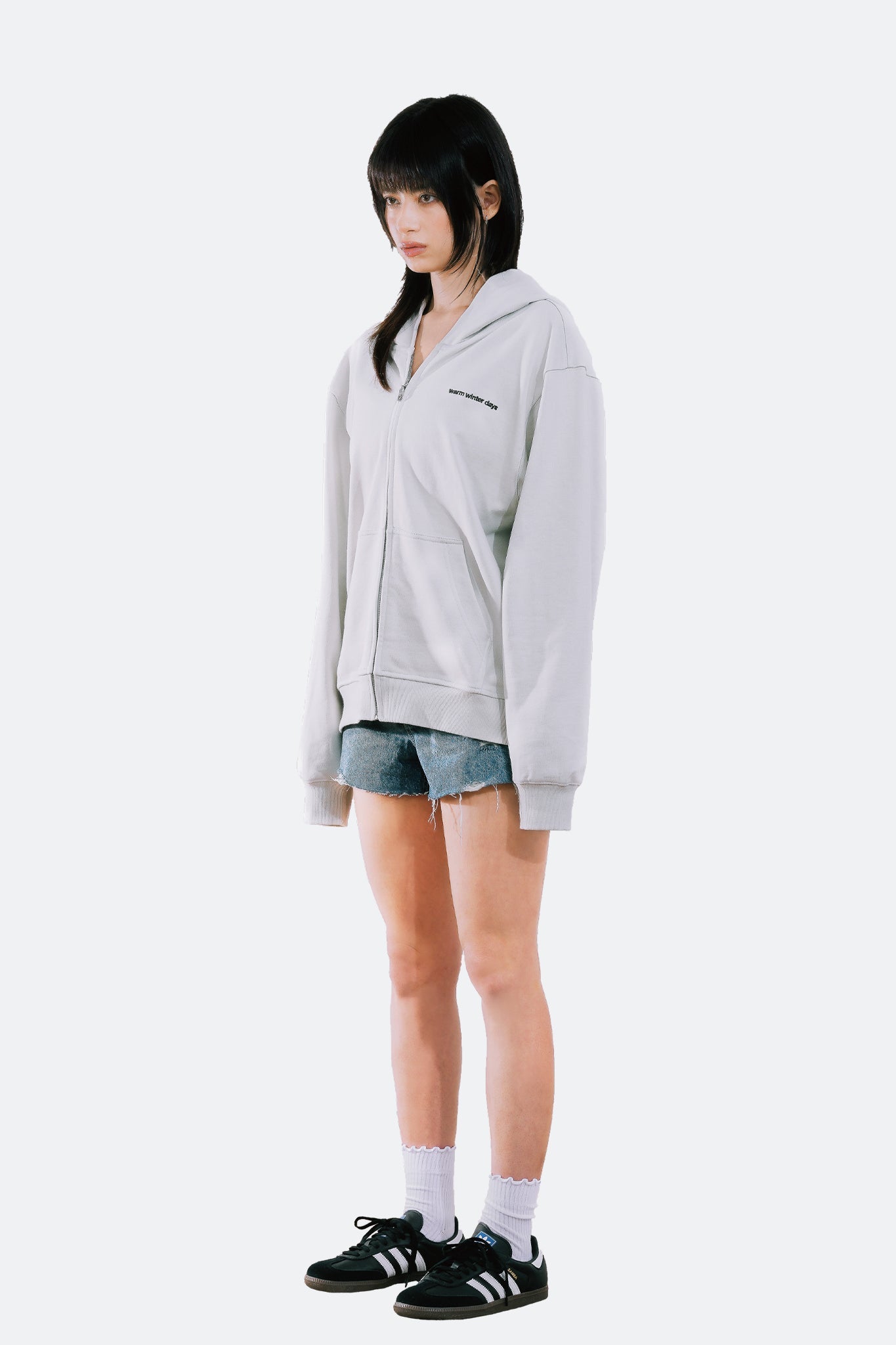 WARM WINTER DAYS ZIP UP HOODIE/ CLOUD - GROGROCERY