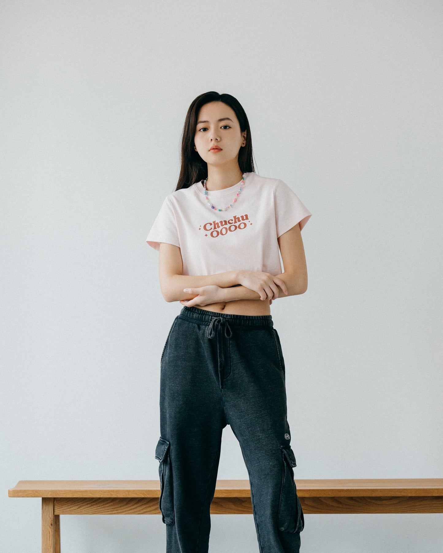 ChuChu OOOO Logo Cropped Tee/ Pink - GROGROCERY
