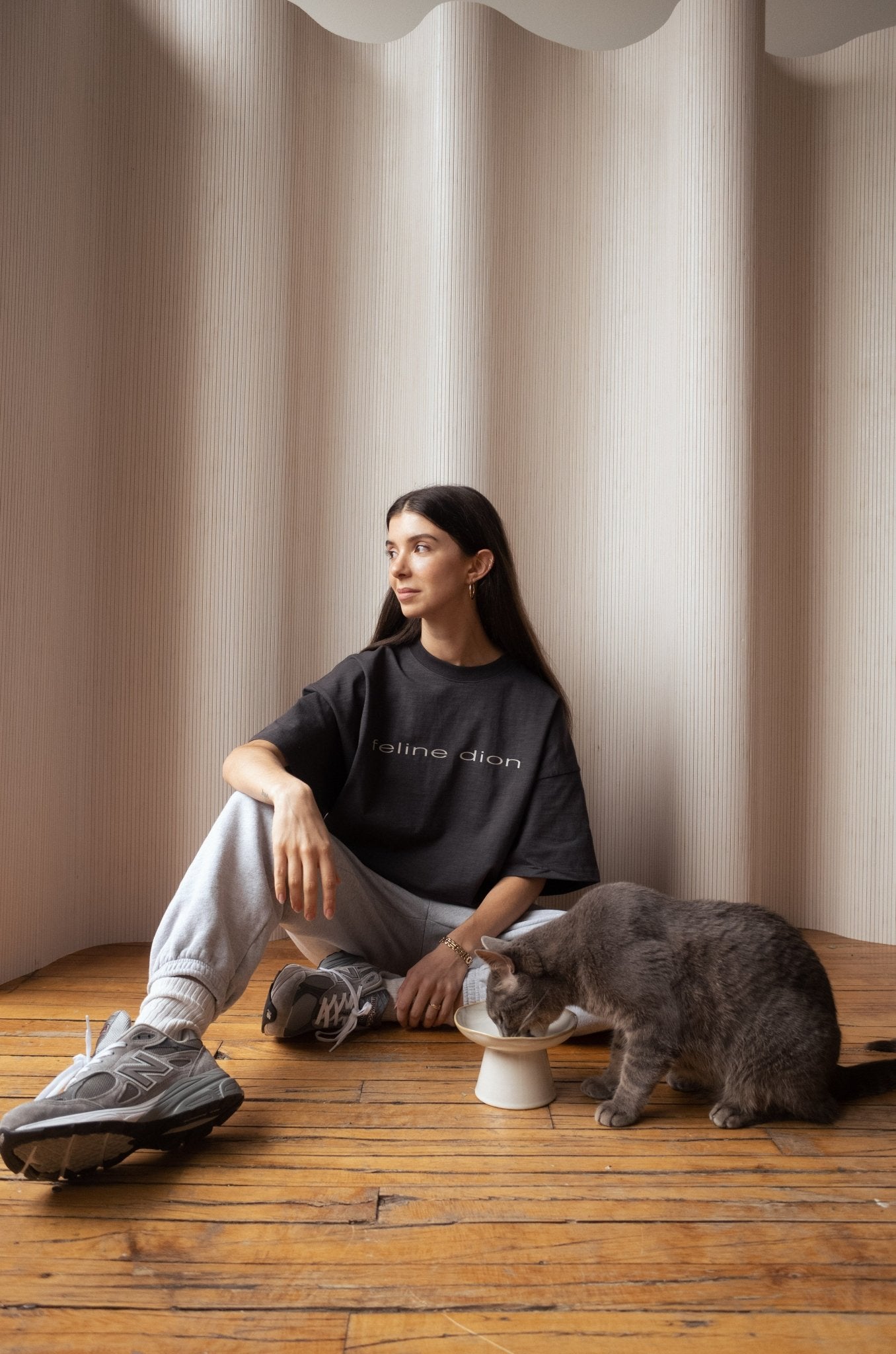 Fur Gray Studios The Feline Dion World Tour Tee/ GREY - GROGROCERY