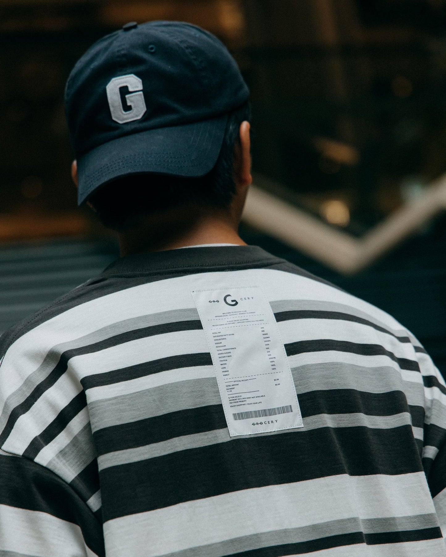 GROCERY LT-006 INVOICE LONG TOP/ STRIPE MULTI BLACK - GROGROCERY