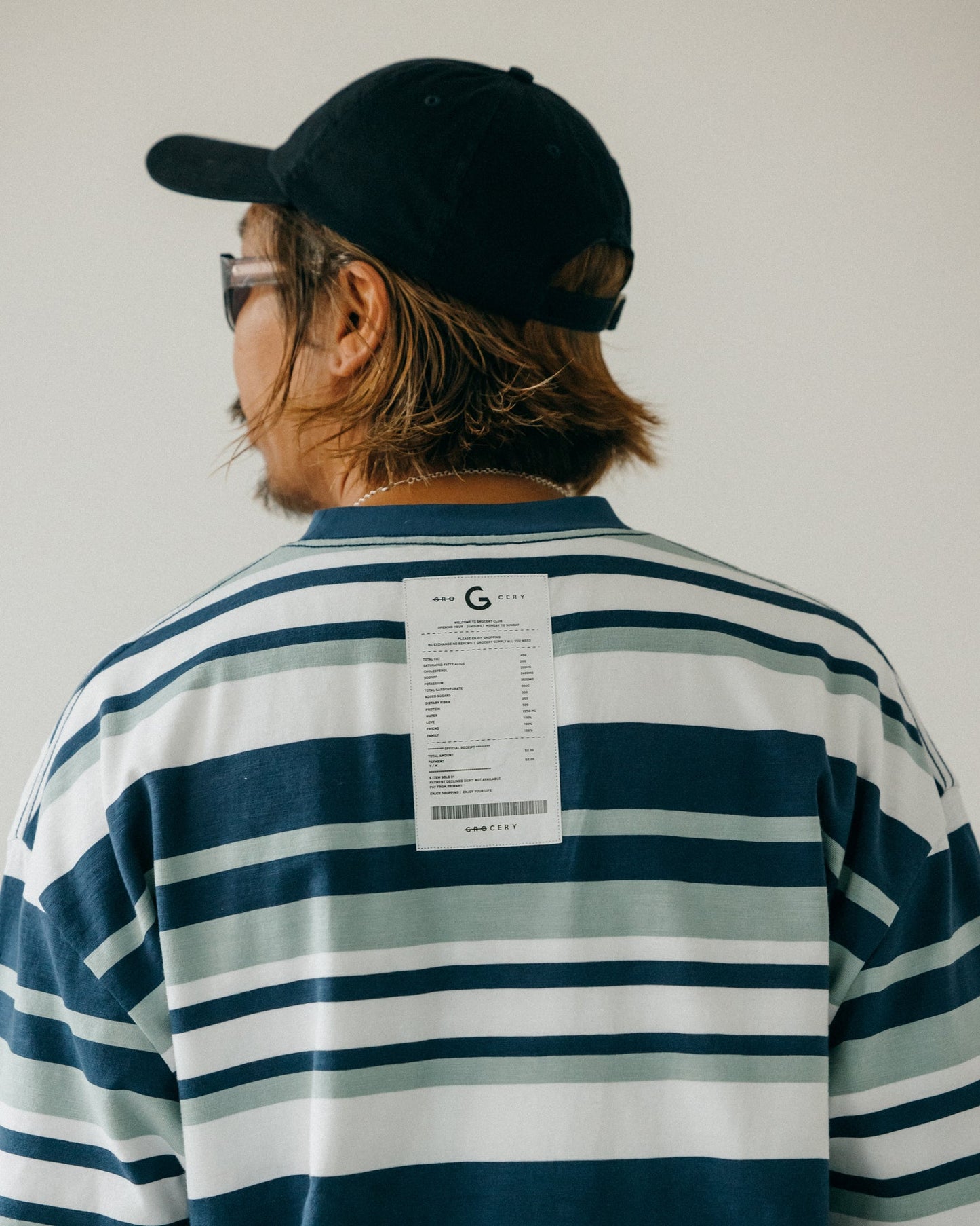 GROCERY SS24 TEE-001 INVOICE/ STRIPE MULTI NAVY - GROGROCERY