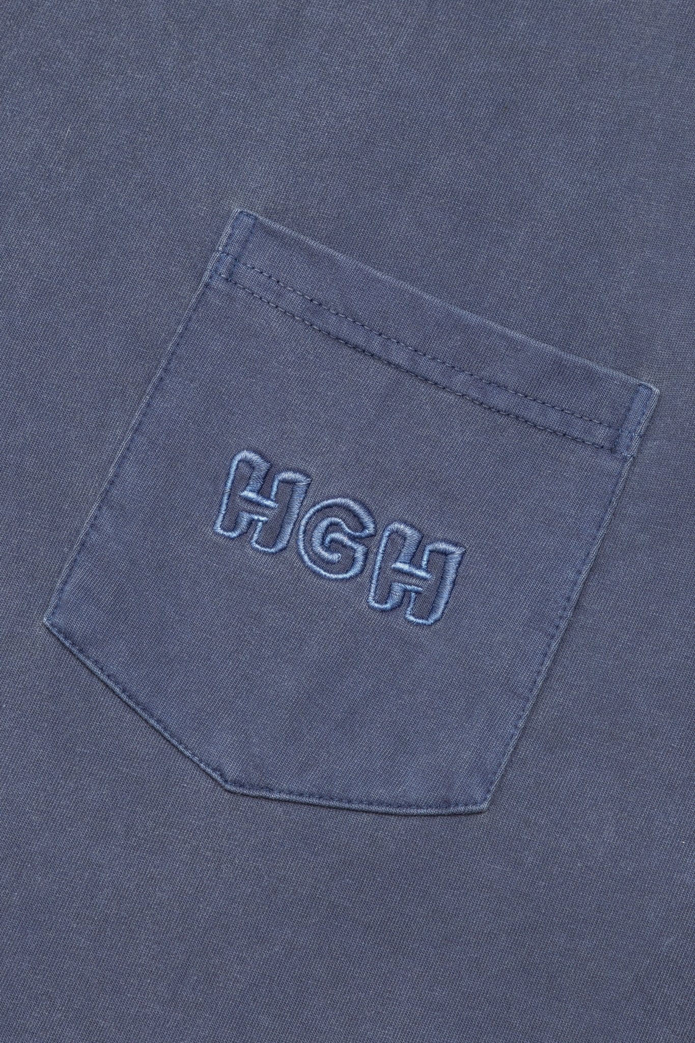 HOOGAH Embroidery washed pocket tee/ Blue - GROGROCERY