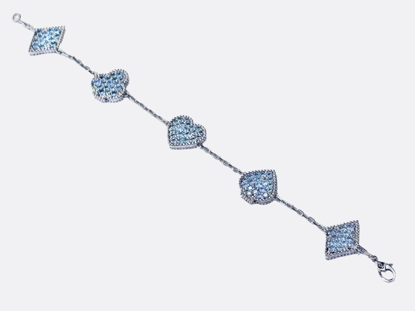 Poker Club Angel Zircon Gemstone Poker Bracelet/ Silver and Blue - GROGROCERY