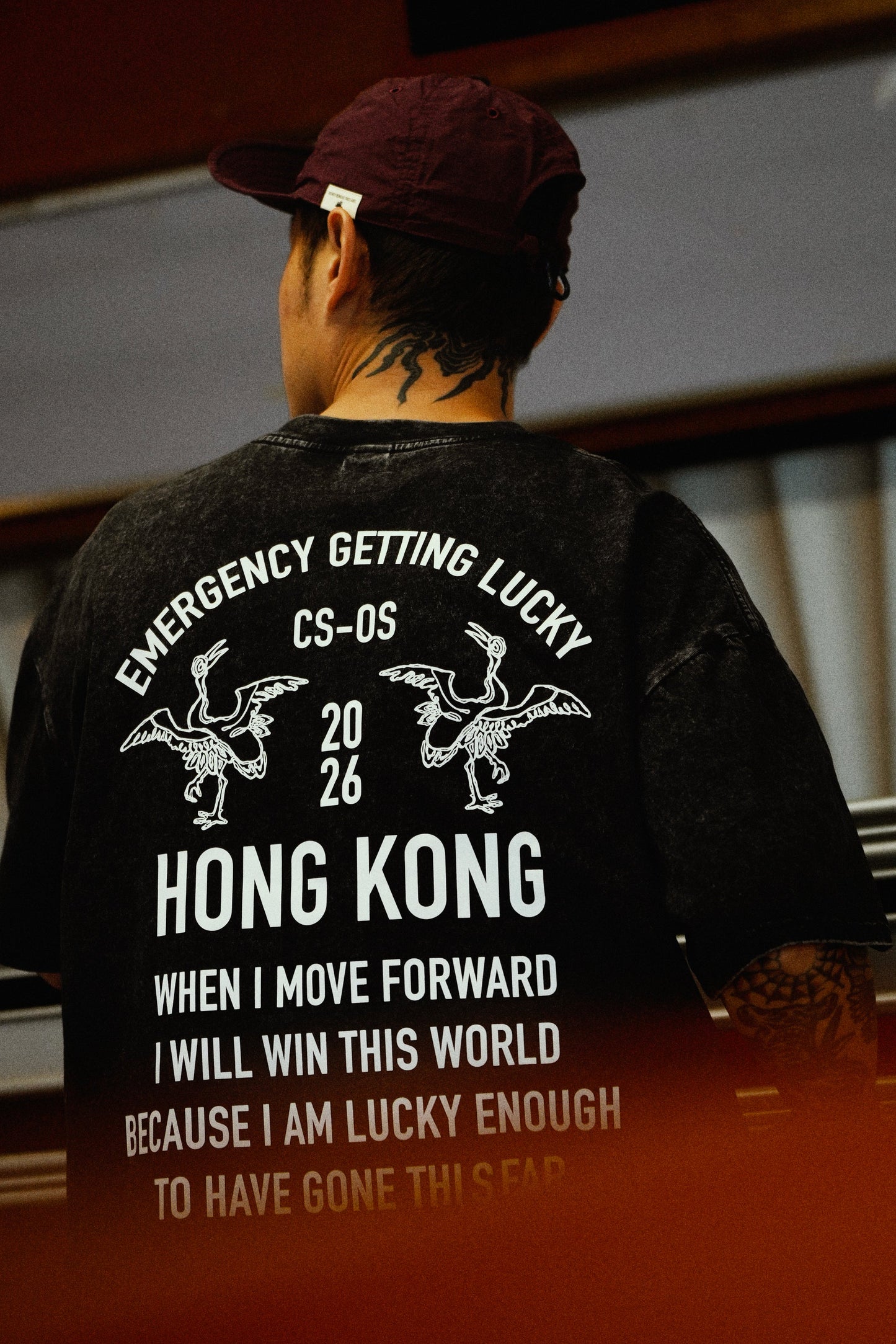 CLUB STUBBORN X OLDSOILISM THE LUCKY PHOTOPRINT TEE/ WASHED BLACK