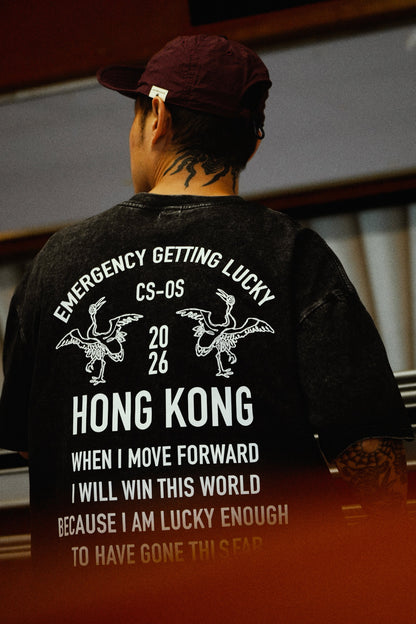 CLUB STUBBORN X OLDSOILISM THE LUCKY PHOTOPRINT TEE/ WASHED BLACK