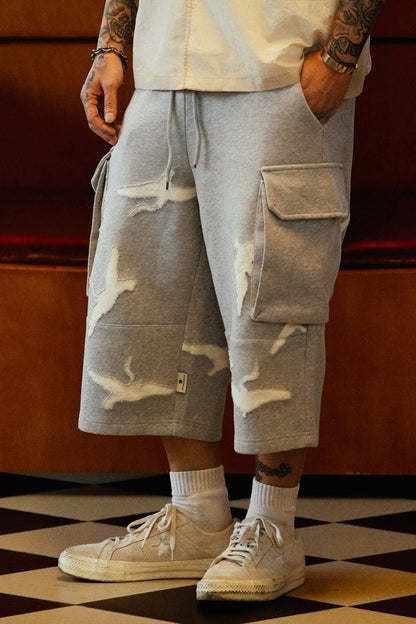 CLUB STUBBORN X OLDSOILISM M47 CROPPED SWEAT PANTS/ LASER CRANE GREY