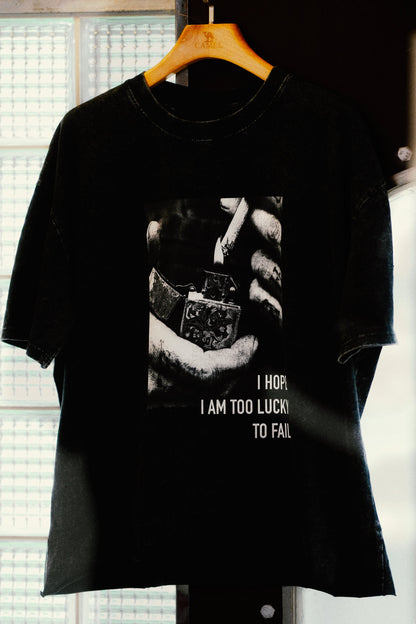 CLUB STUBBORN X OLDSOILISM THE LUCKY PHOTOPRINT TEE/ WASHED BLACK