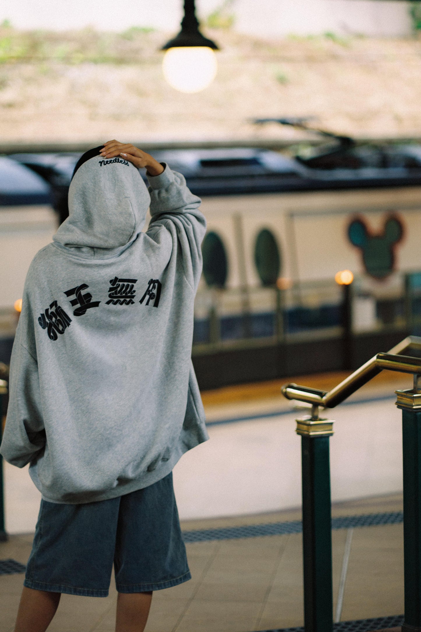 URDU X NEEDLESS DONALD DUCK KUNG FU ZIP UP HOODIE/ GREY