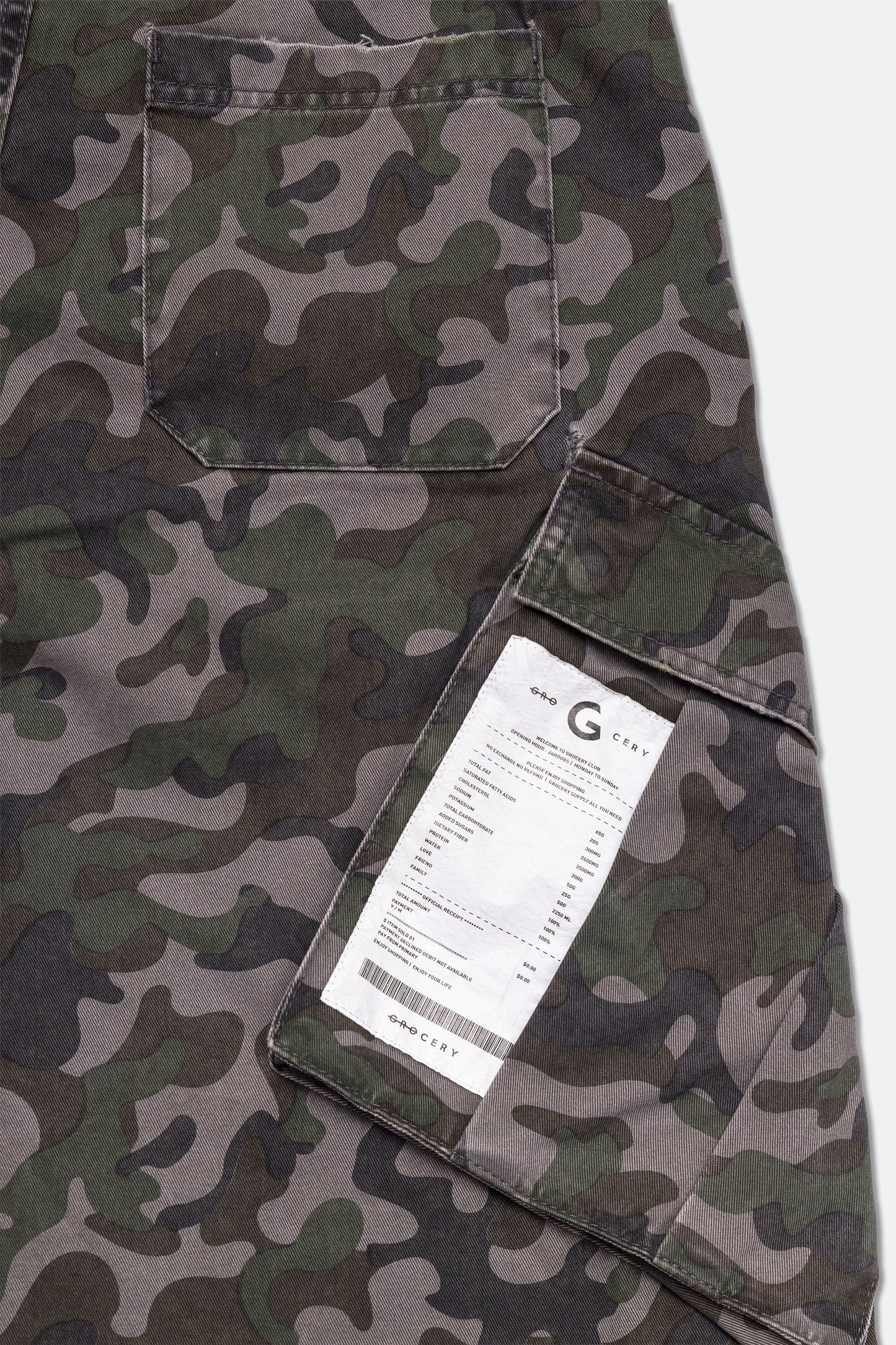 GROCERY WASHED WIDE LEG CARGO SHORTS/ CAMO
