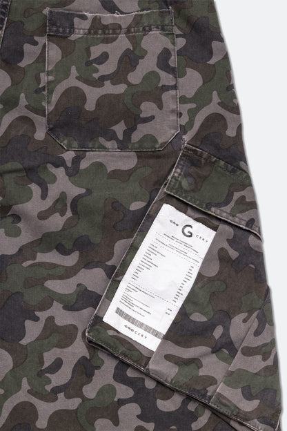 GROCERY WASHED WIDE LEG CARGO SHORTS/ CAMO
