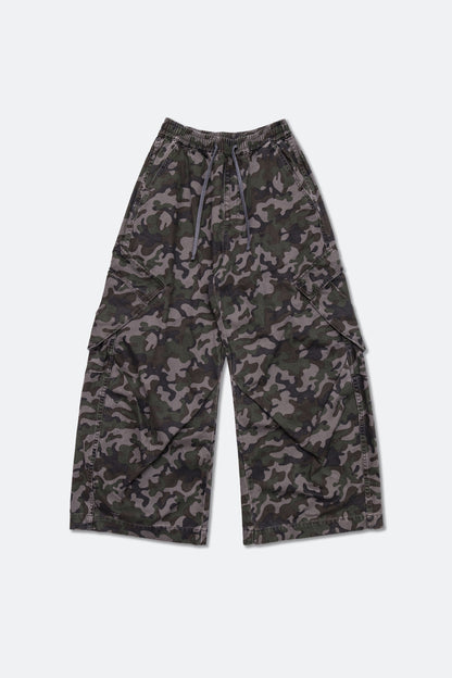 GROCERY WASHED WIDE LEG CARGO PANTS/ CAMO