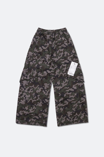GROCERY WASHED WIDE LEG CARGO PANTS/ CAMO