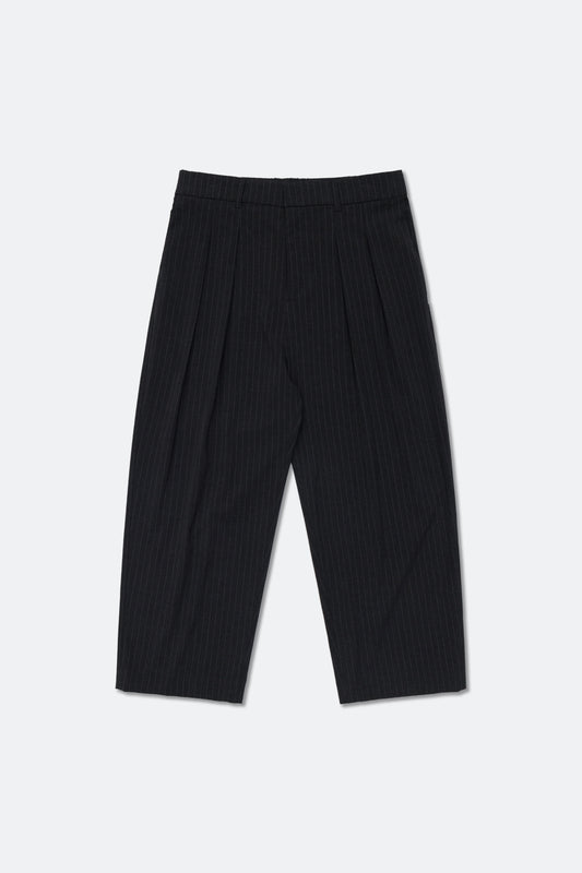 GROCERY PLEATED STRIPE WIDE LEG COMFY PANTS/ DARK GREY