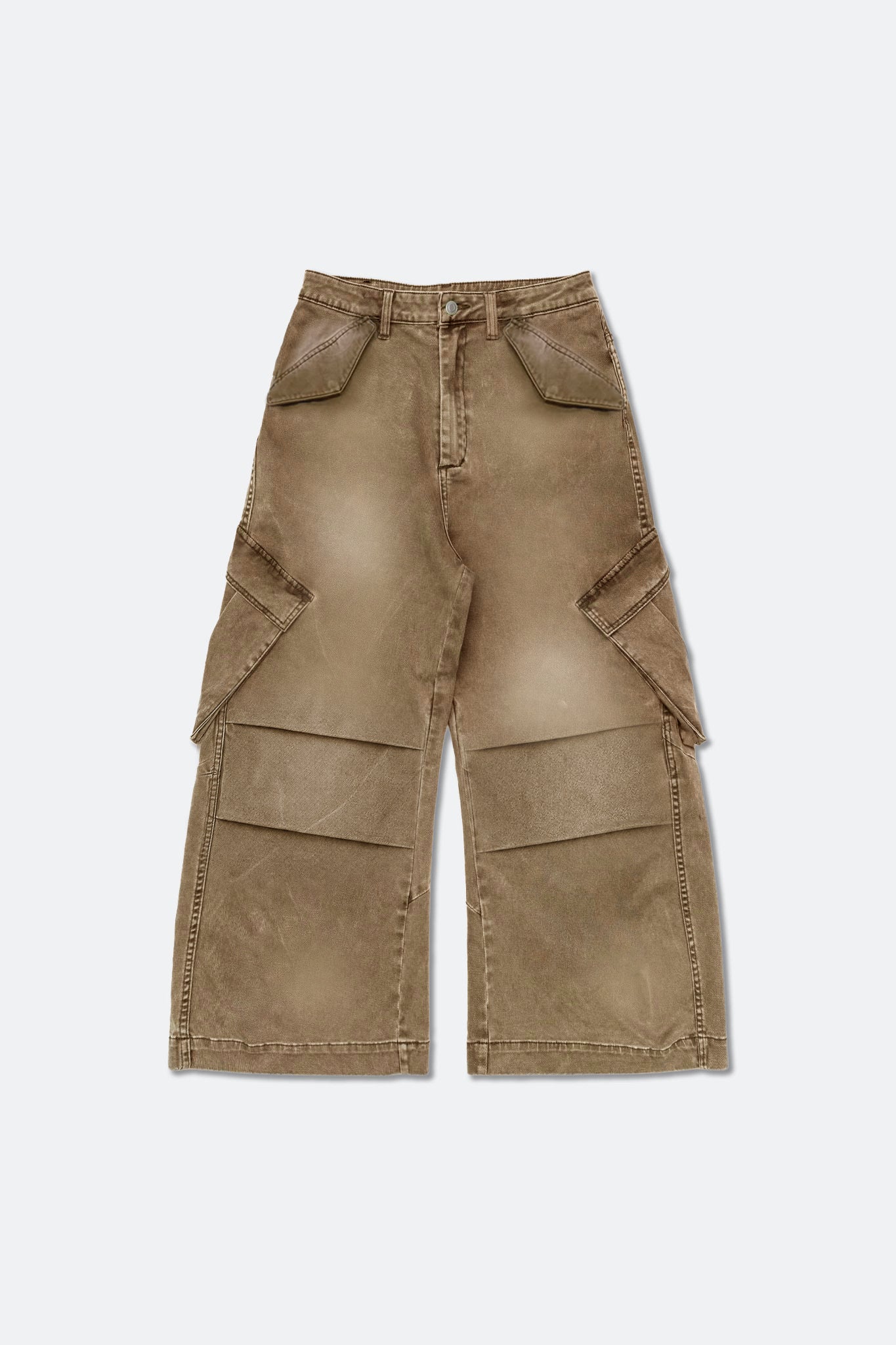 GROCERY WASHED WIDE LEG CARGO PANTS/ FADED BROWN