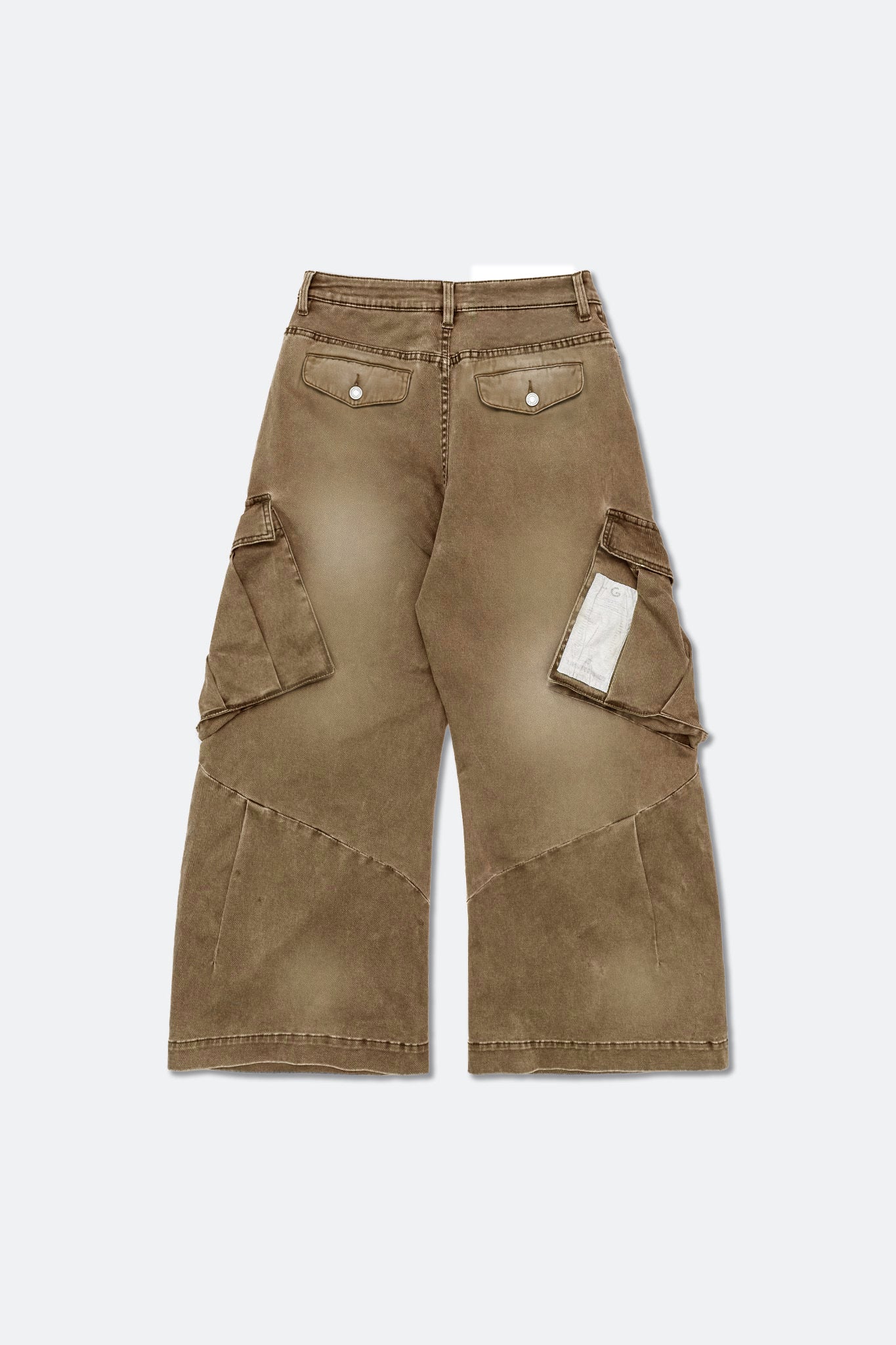 GROCERY WASHED WIDE LEG CARGO PANTS/ FADED BROWN