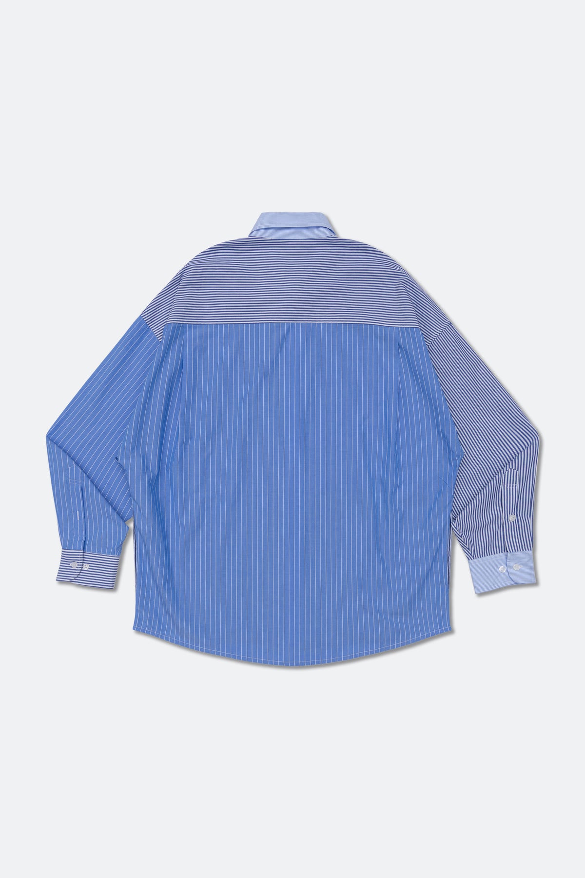 GROCERY MIX STRIPE PANEL OVERSIZED SHIRT/ BLUE & GREY