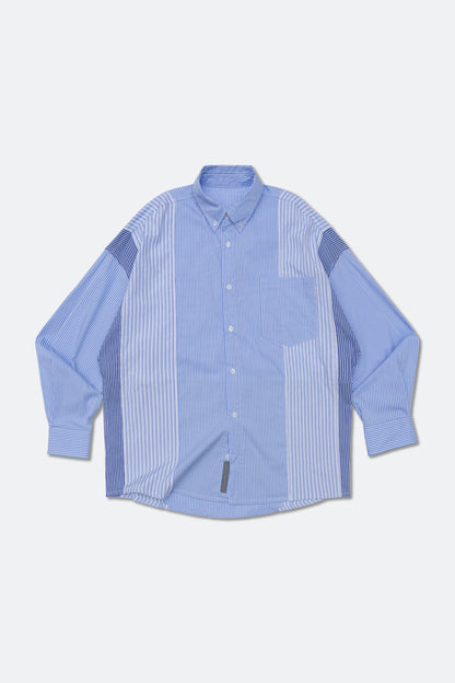 GROCERY MULTI STRIPE PANEL OVERSIZED SHIRT/ BLUE