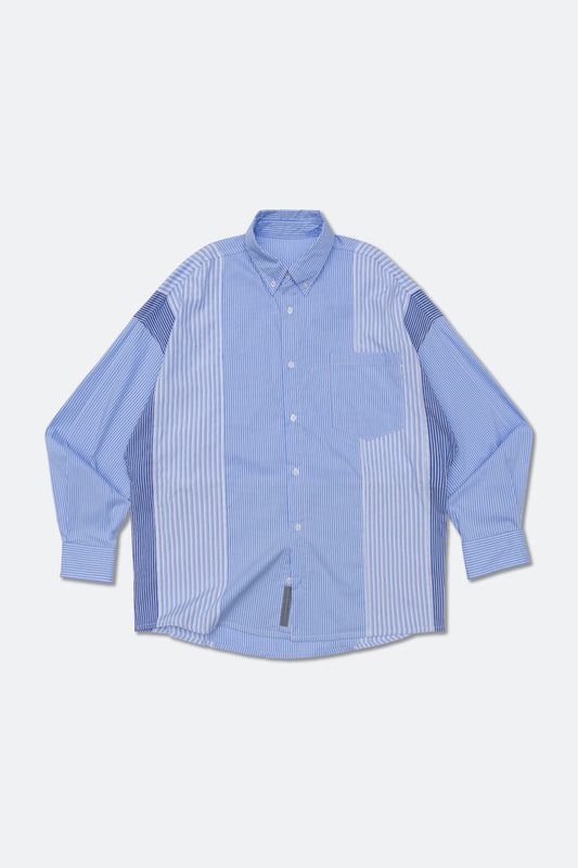 GROCERY MULTI STRIPE PANEL OVERSIZED SHIRT/ BLUE