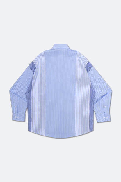 GROCERY MULTI STRIPE PANEL OVERSIZED SHIRT/ BLUE