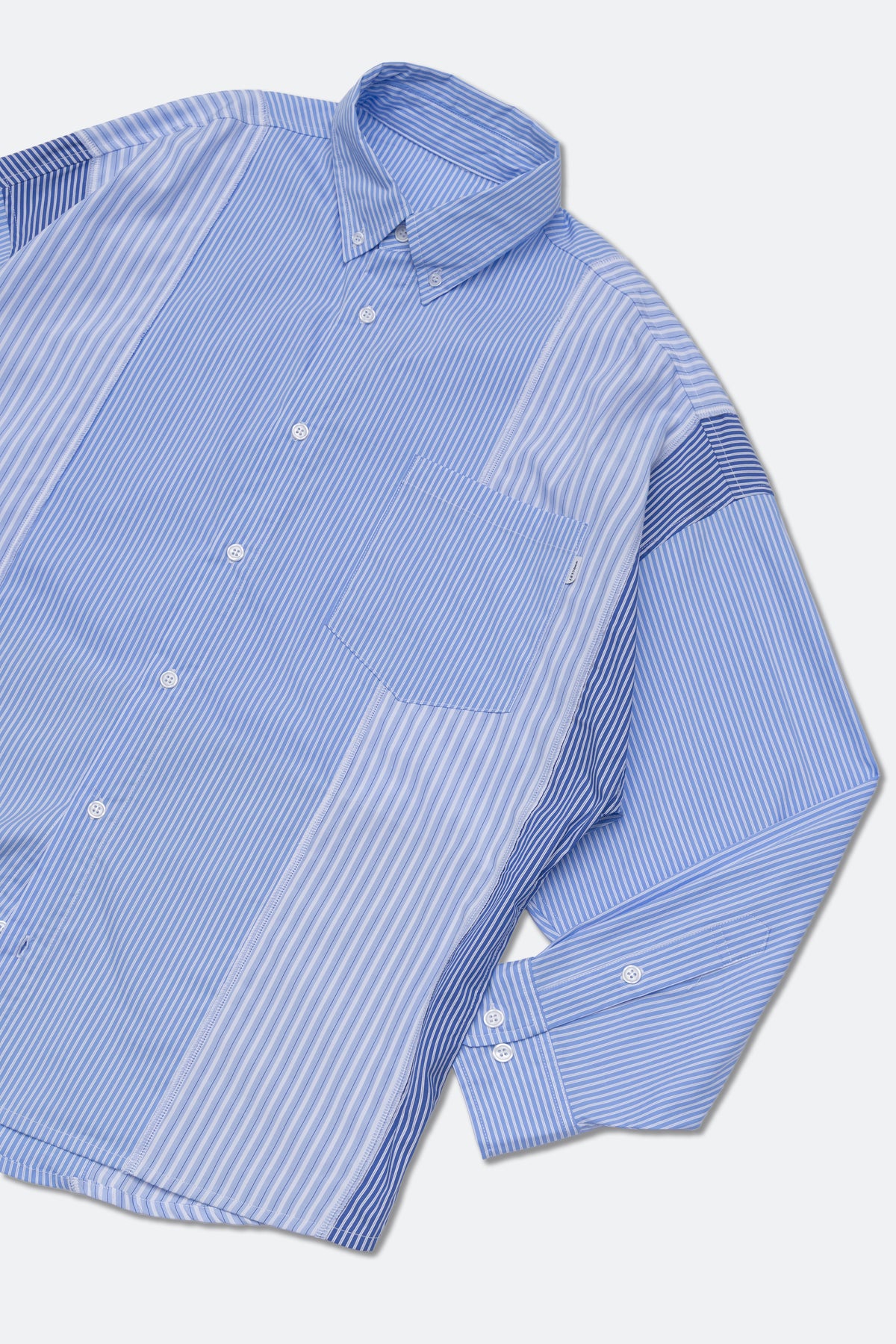 GROCERY MULTI STRIPE PANEL OVERSIZED SHIRT/ BLUE