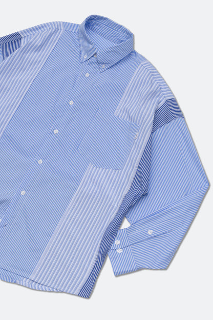GROCERY MULTI STRIPE PANEL OVERSIZED SHIRT/ BLUE