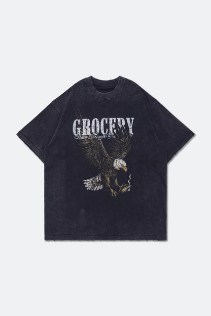 GROCERY VINTAGE EAGLE GRAPHIC WASHED BOXY TEE/ CHARCOAL