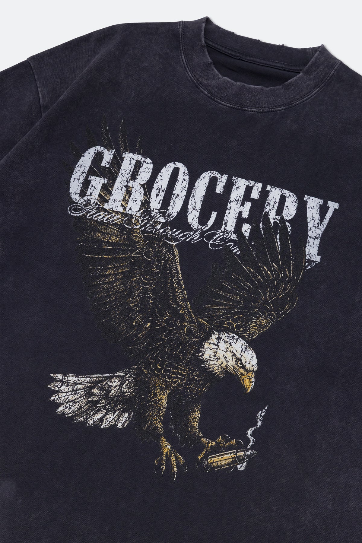 GROCERY VINTAGE EAGLE GRAPHIC WASHED BOXY TEE/ CHARCOAL