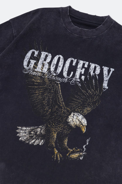 GROCERY VINTAGE EAGLE GRAPHIC WASHED BOXY TEE/ CHARCOAL