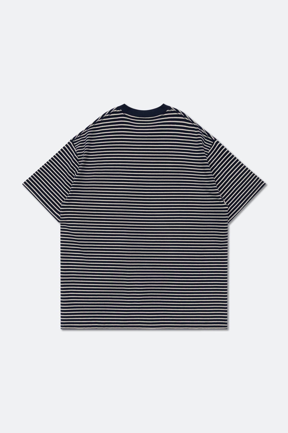 GROCERY EMBROIDERY LOGO POCKET STRIPE TEE/ NAVY & WHITE