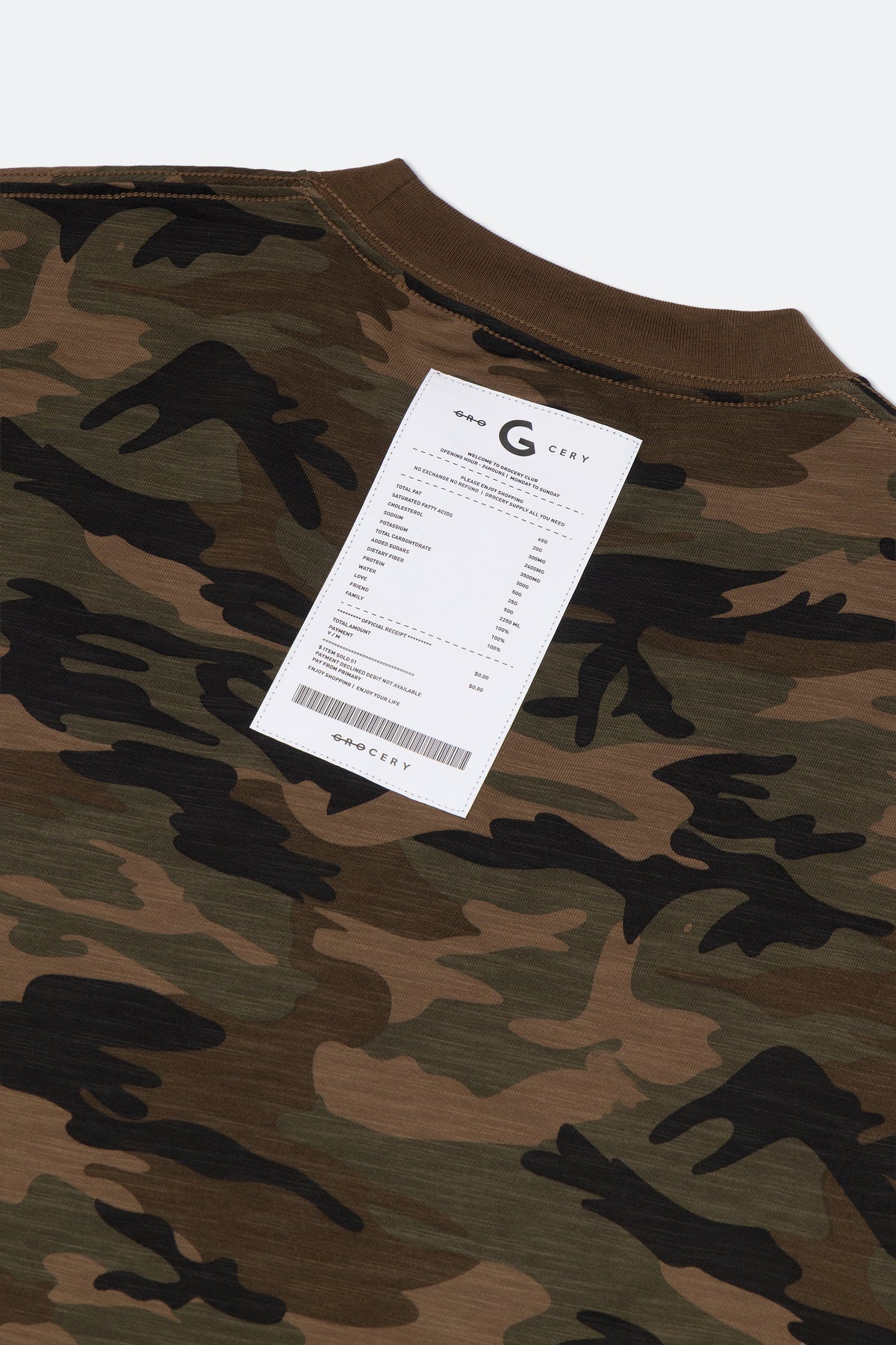 GROCERY INVOICE TEE/ CAMO