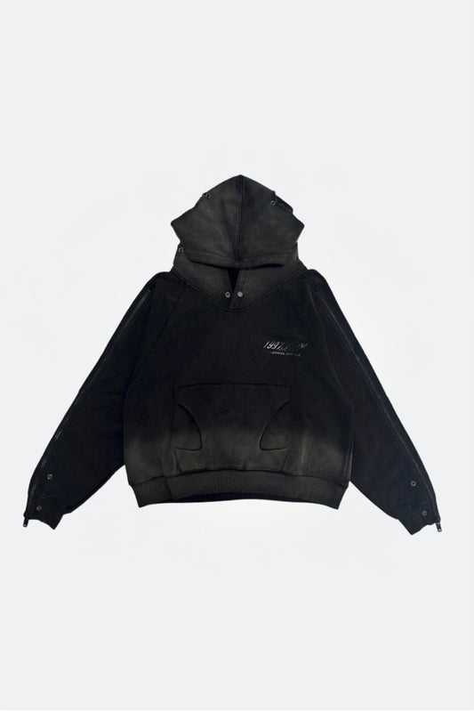 1997SHELL WASHED DISTRUCTURED UTILITY HOODIE/ BLACK - GROGROCERY