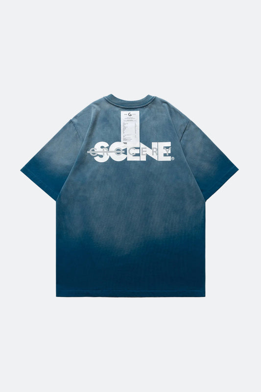 SCENE X GROCERY REFLECTIVE LOGO WASHED INVOICE TEE/ TEAL