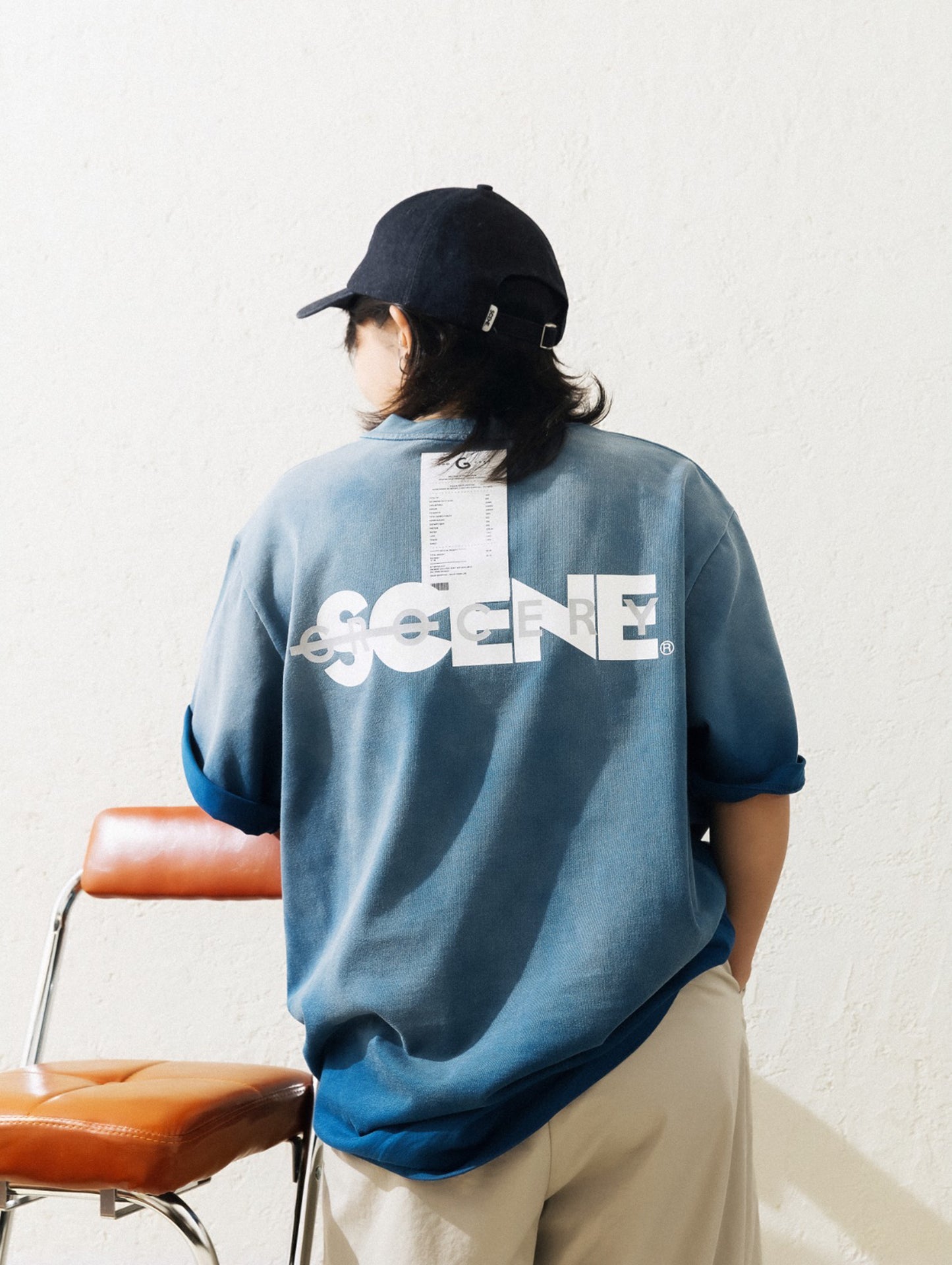 SCENE X GROCERY REFLECTIVE LOGO WASHED INVOICE TEE/ TEAL